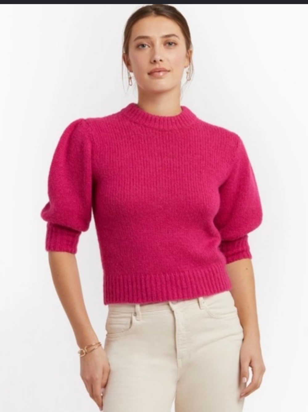 Rebecca Minkoff Olive Sweater Fuschia Hot Pink Wool Blend Knit